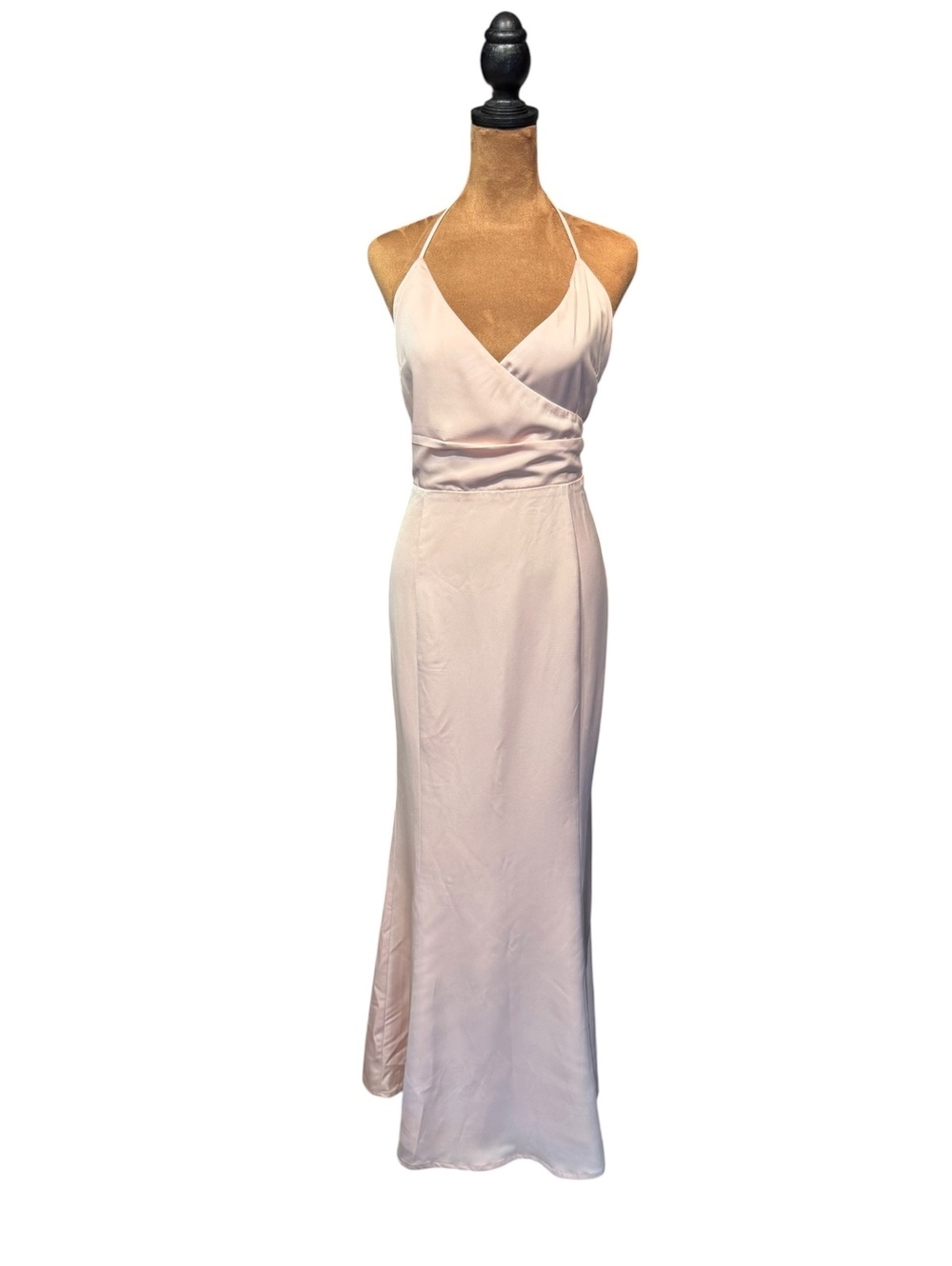 Lovers + Friends Elegant Light Pink Satin Halter Maxi Dress